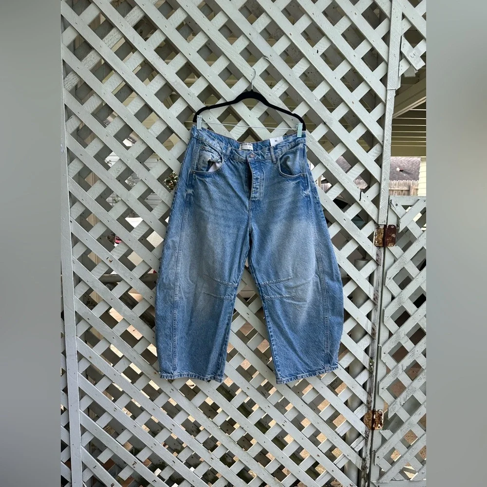 Free People Blue Vintage Wash Barrel Jeans